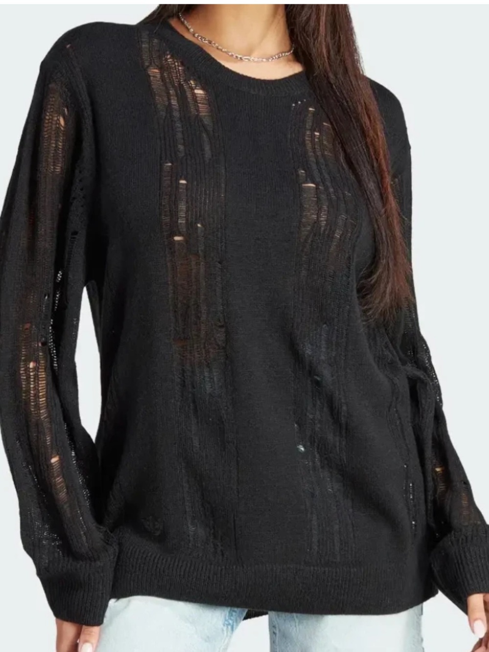 Adidas Blue Version Lightweight Distressed Women’s Sweater Size Large Limited
